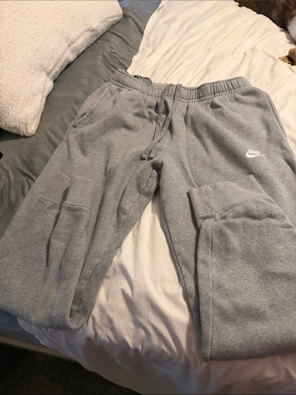 Nike Boys Grey Fleece Joggers with White Logo